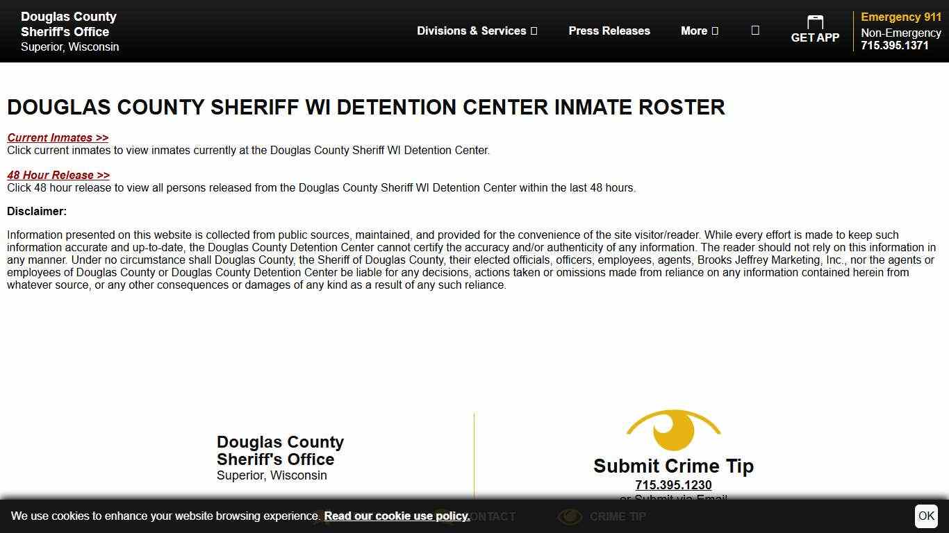 Inmate Roster Disclaimer Douglas County Sheriff's Office